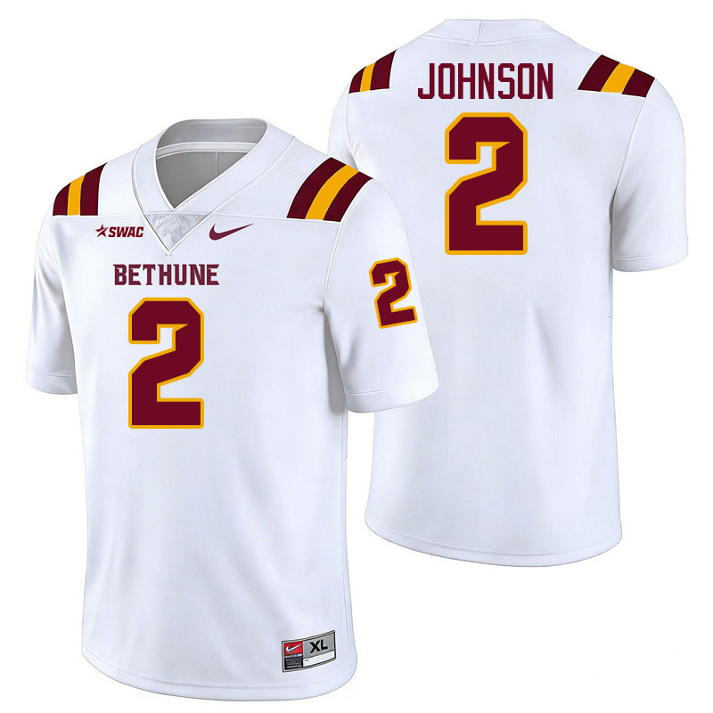 Bethune-Cookman Wildcats #2 Marqui Johnson College Football Jerseys,Uniforms-White